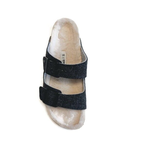 Birkenstock Arizona Womens Size 11 Mens Size 9 Fur Wool Lined Sandals Gray EU 42 - Picture 3 of 9
